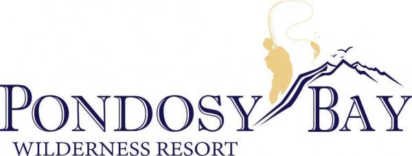 Pondosy Bay Wilderness Resort logo with stylized mountains and an angler.